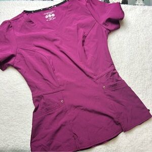 Heart & Soul Burgundy Scrub Top